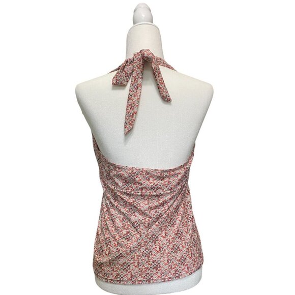 Vintage Y2K Halter Top Twist Front V-Neck Tie Back Backless S/M Boho - Picture 3 of 4